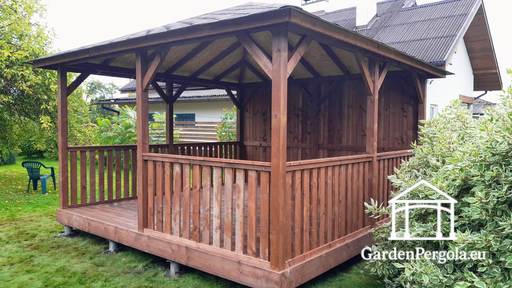 4x4 Brun Trädgårdspaviljong i Trä