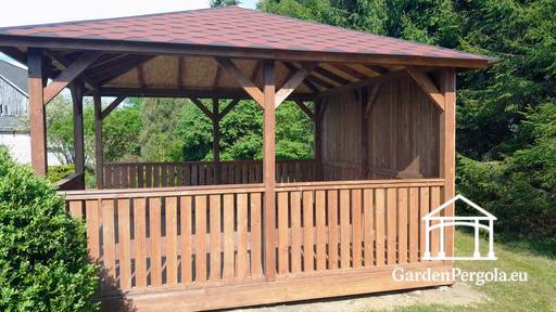 4x4 Brun Trädgårdspaviljong i Trä