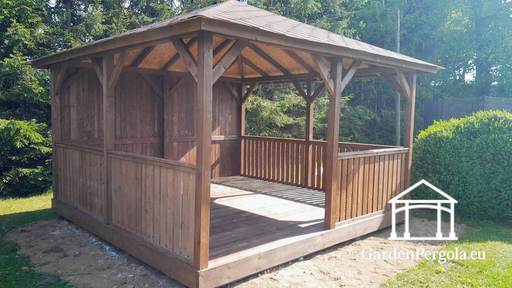 4x4 Brun Trädgårdspaviljong i Trä