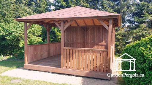 4x4 Brun Trädgårdspaviljong i Trä