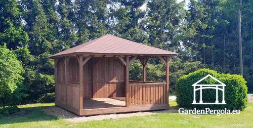 4x4 Brun Trädgårdspaviljong i Trä - garden gazebo pergola