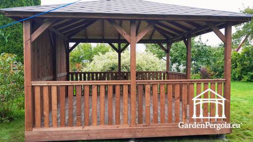 4x4 Brun Trädgårdspaviljong i Trä