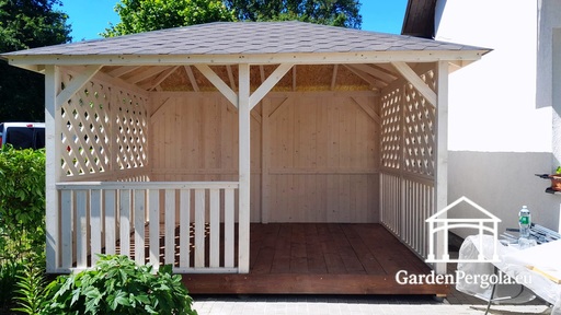 3x4 Vit Trädgårdspaviljong i Trä - garden gazebo pergola