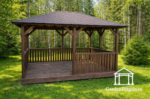 3x4m Mörkbrun trädgårdspaviljong - garden gazebo pergola