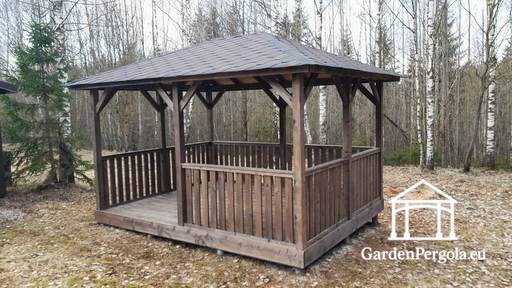 3x4m Mörkbrun trädgårdspaviljong