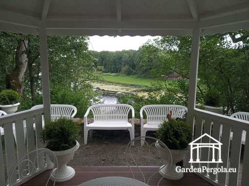 Vitt lusthus med sex sidor