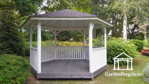 Vitt lusthus med sex sidor - garden gazebo pergola