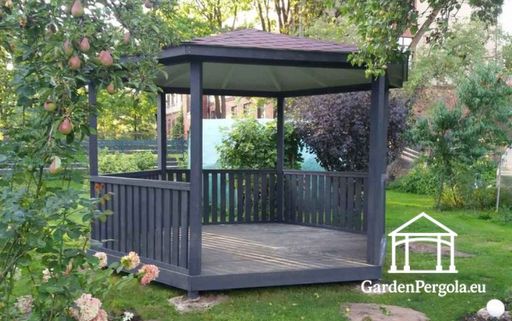 Mörkgrå 6-sidig lusthus - garden gazebo pergola