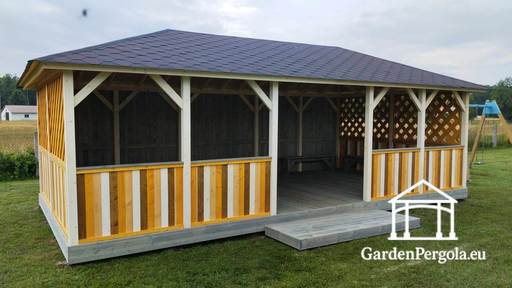 4x8m Stor Förskolepaviljong - garden gazebo pergola