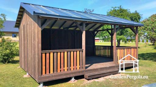 4x6m Trädgårdspaviljong med tvålutande metalltak - garden gazebo pergola
