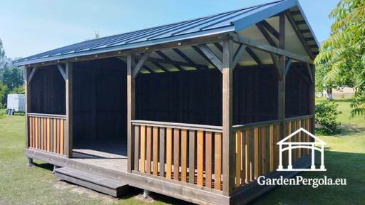 4x6m Trädgårdspaviljong med tvålutande metalltak
