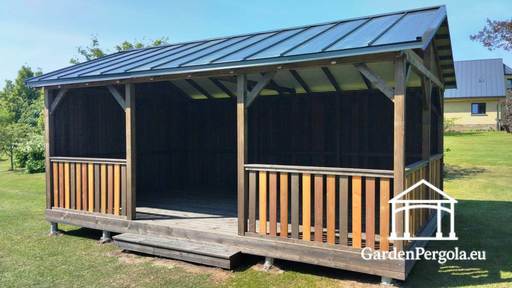 4x6m Trädgårdspaviljong med tvålutande metalltak