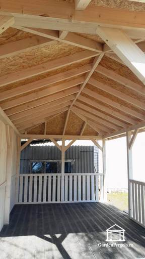 4x6m vit trädgårdspaviljong med mörkgrått golv