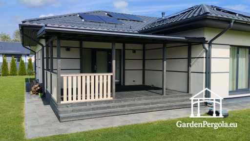 Trädgårdspaviljong 4x6m Mörkgrå med metalltak. - garden gazebo pergola