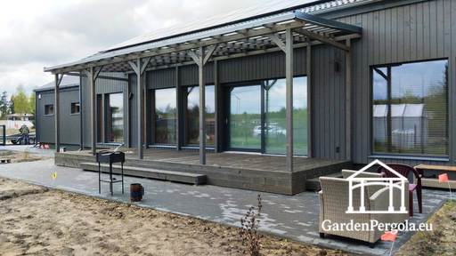 Pergola 3x10m med tak av polykarbonat