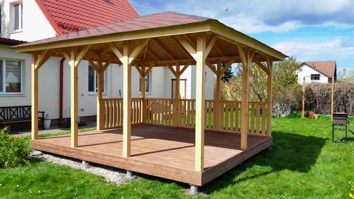 4x4,5m Trädgårdspaviljong i trä — Mysig, Rymlig och Perfekt för Utomhusavkoppling - garden gazebo pergola