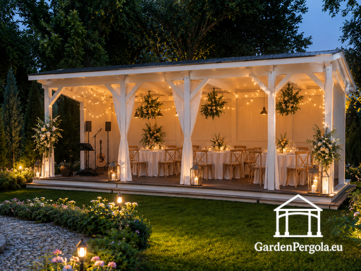 4x8 m träpaviljong med tvåsluttande tak - garden gazebo pergola