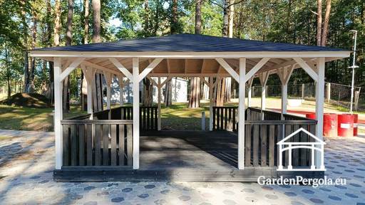 5x5 m Träpaviljong — Rymlig Trädgårdspaviljong med Golv och Två Öppna Ingångar - garden gazebo pergola