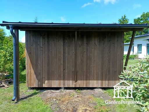 3x6 m naturlig träträdgårdspaviljong täckt med 3x4 m tak