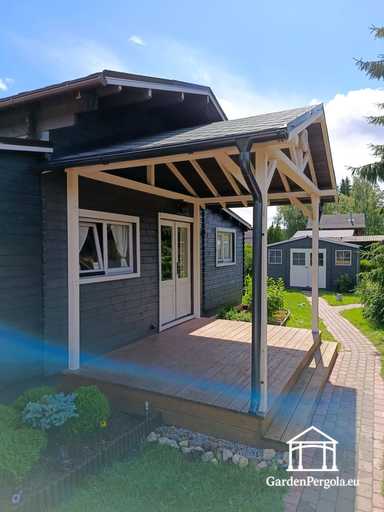 3x4 m Husansluten Träveranda med Terrass och Täckt Tak