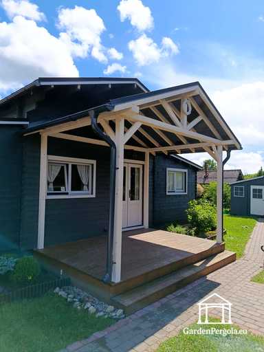 3x4 m Husansluten Träveranda med Terrass och Täckt Tak