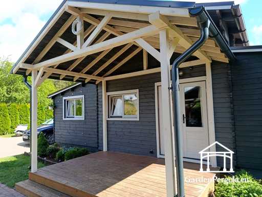 3x4 m Husansluten Träveranda med Terrass och Täckt Tak