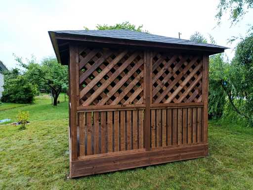 3×3 m Brun Trägazebo för Trädgården med Golv
