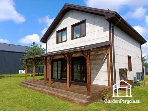 Naturlig 2,4 x 9 m träveranda utan terrass
