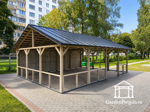 6x8 m naturlig träpaviljong utan golv - garden gazebo pergola