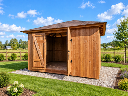 3 × 4,5 m specialbyggt trädgårdsskjul i trä med dubbeldörrar - garden gazebo pergola