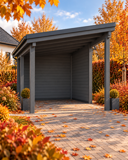 Träcarport 4 × 4,5 m med pulpettak - garden gazebo pergola