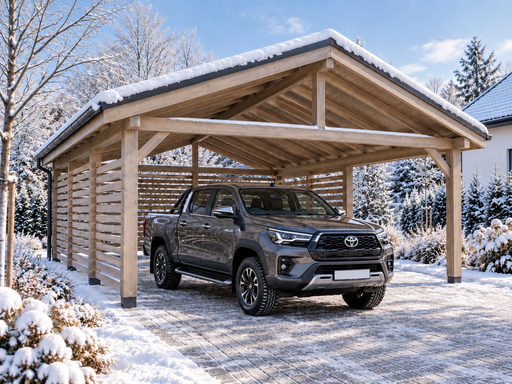 4,5 × 5 m träcarport med sadeltak i metall