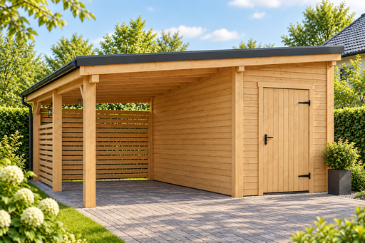 4x5 m träcarport med ett litet förråd - garden gazebo pergola
