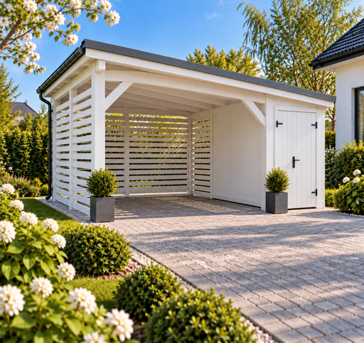 4x4,5 m träcarport med ett litet förråd - garden gazebo pergola