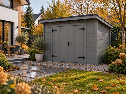 3 × 4 m mörkgrått trädgårdsskjul i trä med pulpettak - garden gazebo pergola