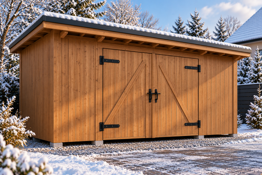 3 × 5 m trädgårdsskjul i trä med dubbeldörrar - garden gazebo pergola