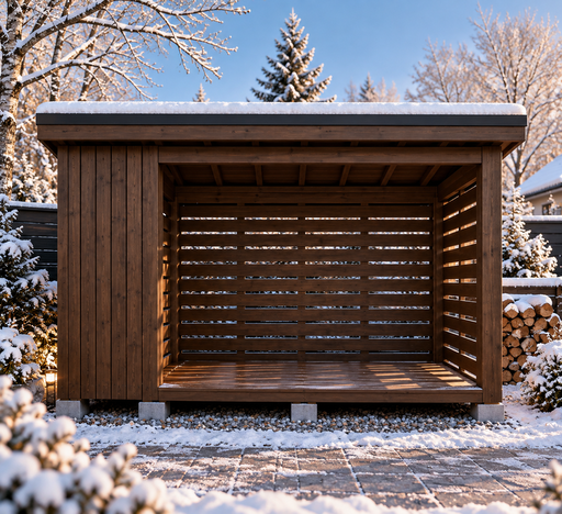 2 × 3 m vedbod i trä med pulpettak - garden gazebo pergola