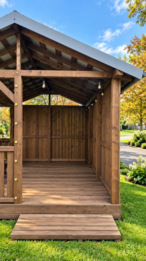 3x5 m Brun Trägazebo för Trädgården med Sadeltak