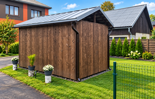 3x5 m Brun Trägazebo för Trädgården med Sadeltak