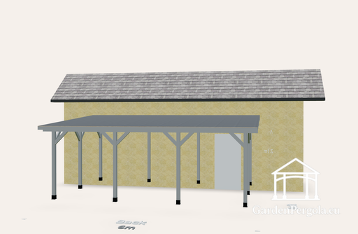 Lean-to pergola 4x6 m attached to the house